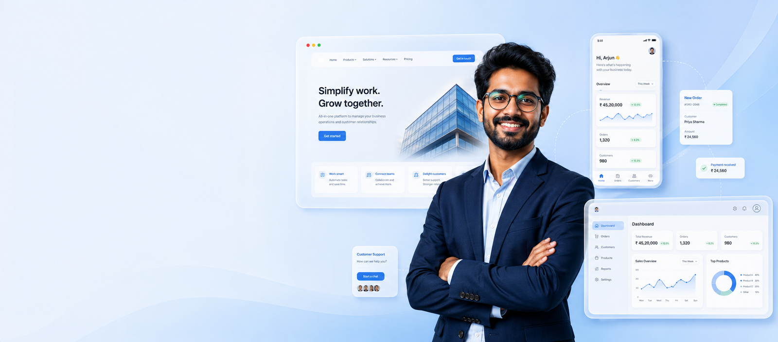 Web, mobile and admin ecosystem